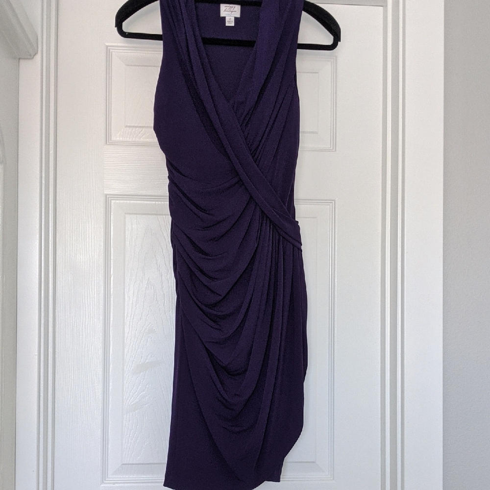 Suzi Chin for Maggy Boutique Purple Asymmetrical Ruched Mini Dress